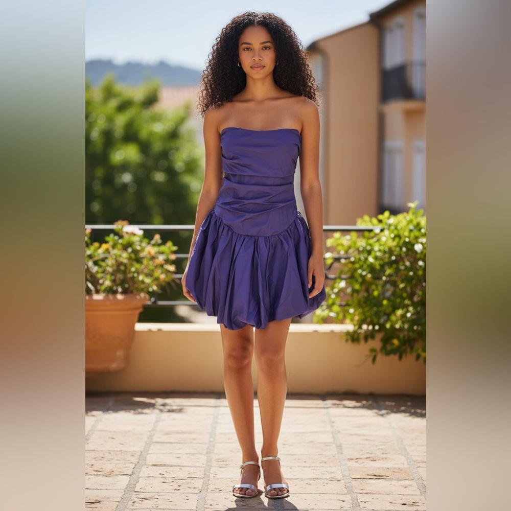 Lucy In The Sky Blue Strapless‎ Mini Bubble Dress Party Homecoming Sz Medium